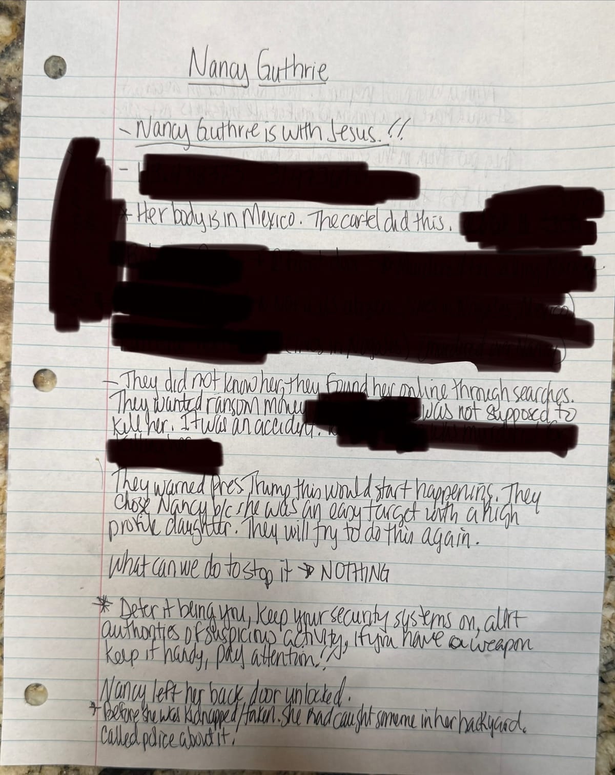 Nancy Guthrie Investigation. What I Reported Is Now Mainstream